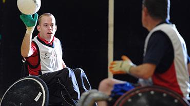 Team Solent Sharks wheelchair rugby team playing