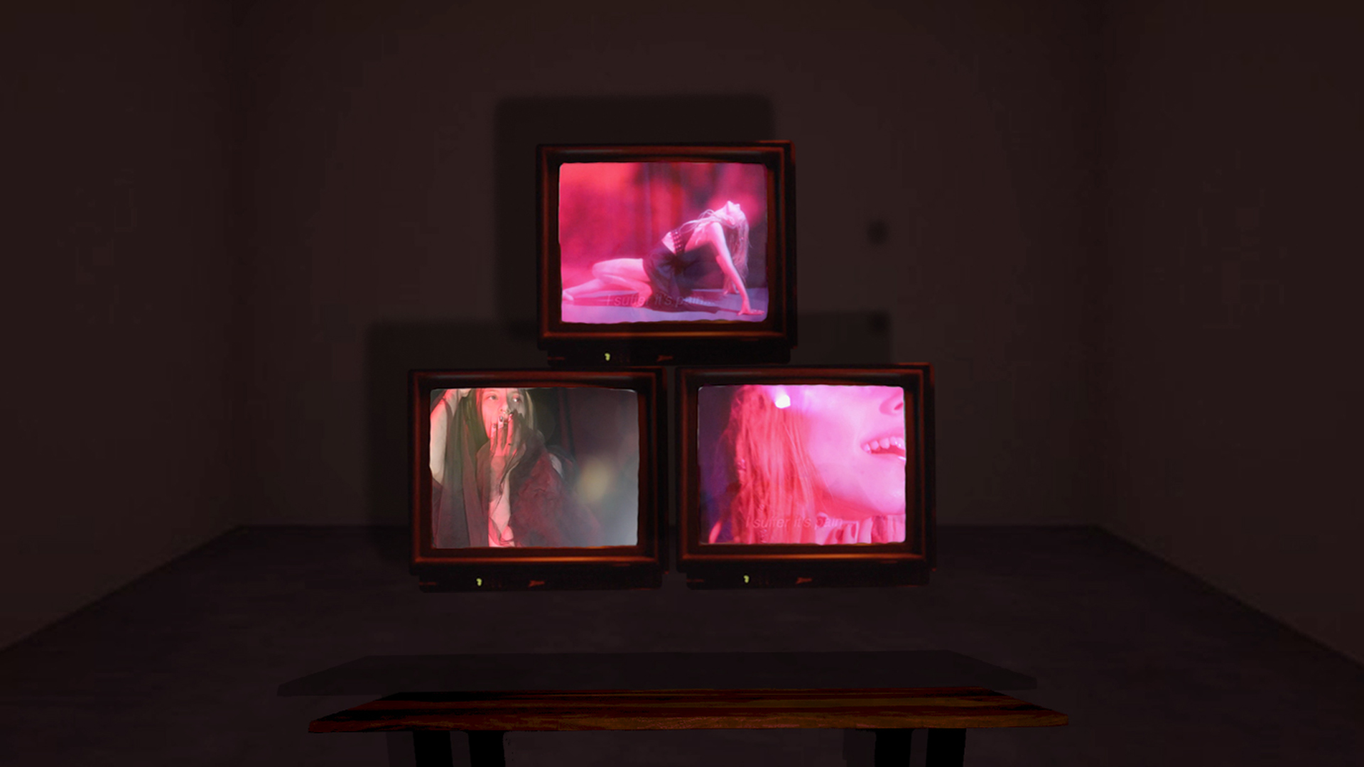 tv screens in a dark room