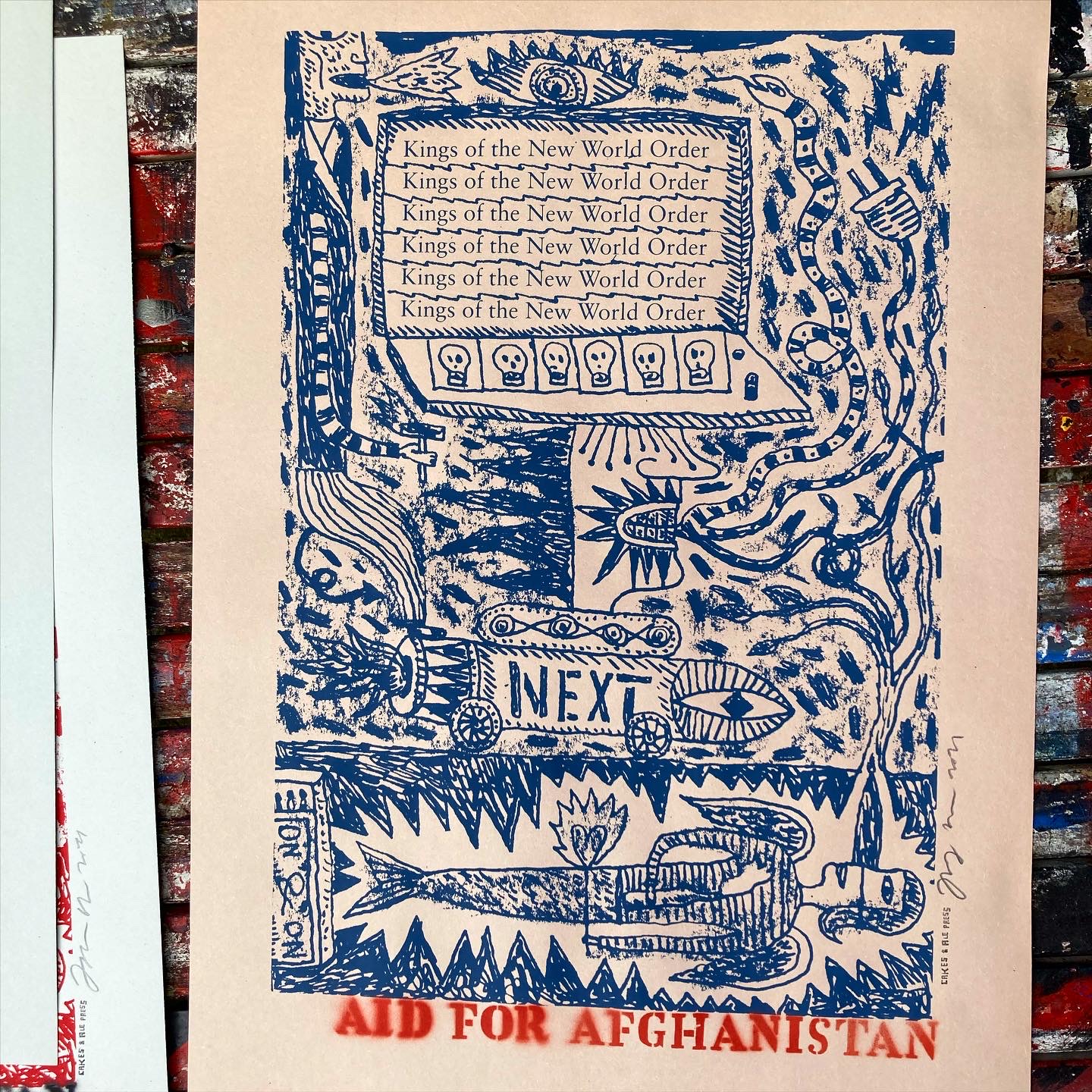 Image shows screenprint raised by Jonny for Afghanistan appeal 