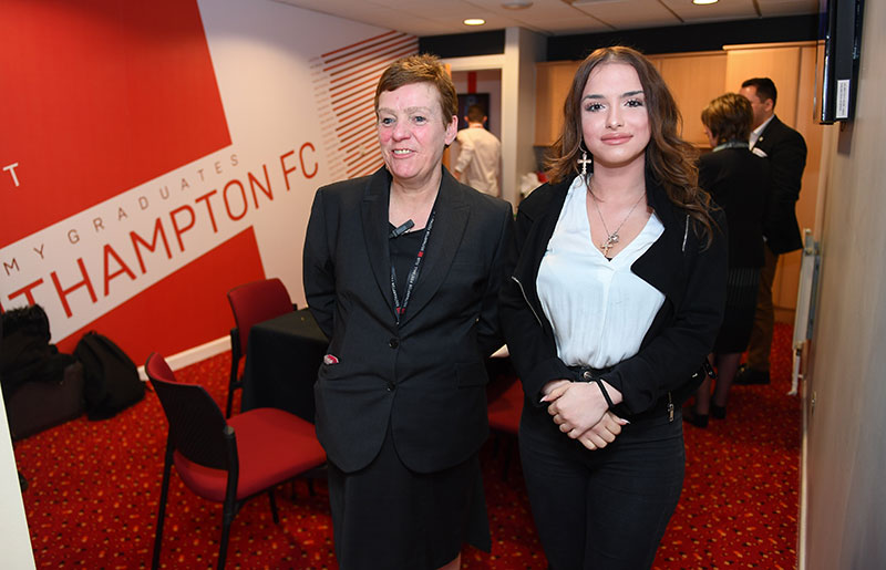 BA (Hons) Event Management student, Nikoleta Chonti with a member of the Saints FC hospitality team