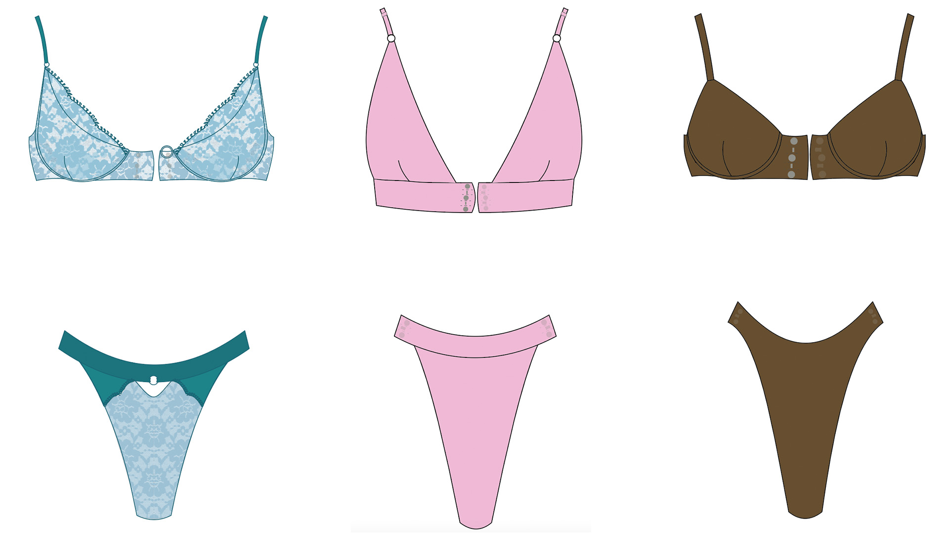 Picture shows three sets of lingerie designed by Isabelle