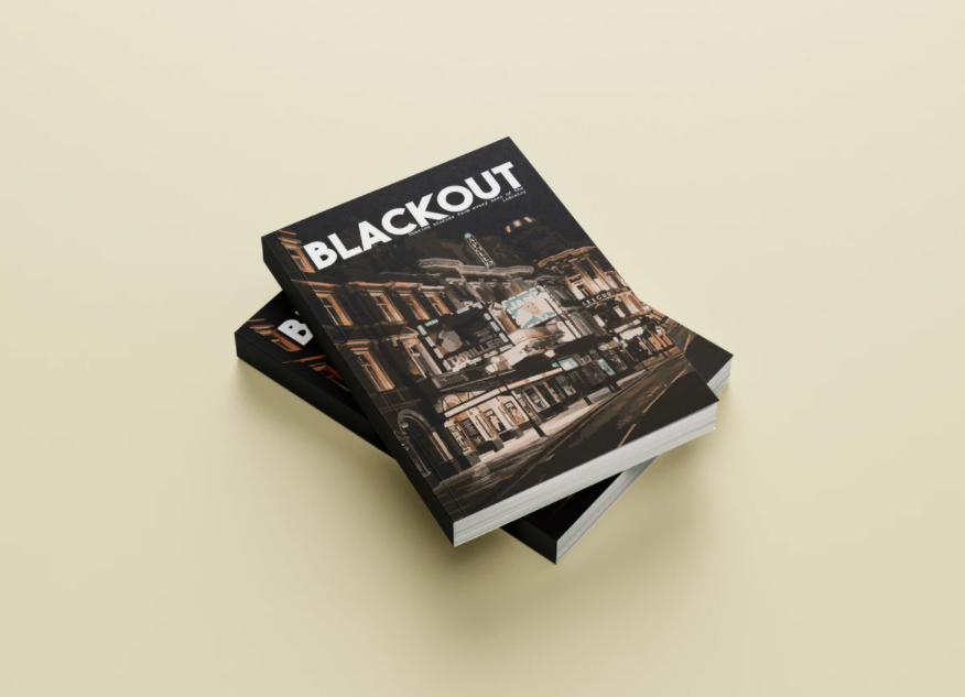 Image shows cover design of Blackout magazine