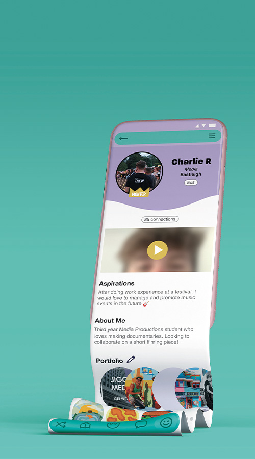 Picture shows mobile phone screens using the app 'flair'