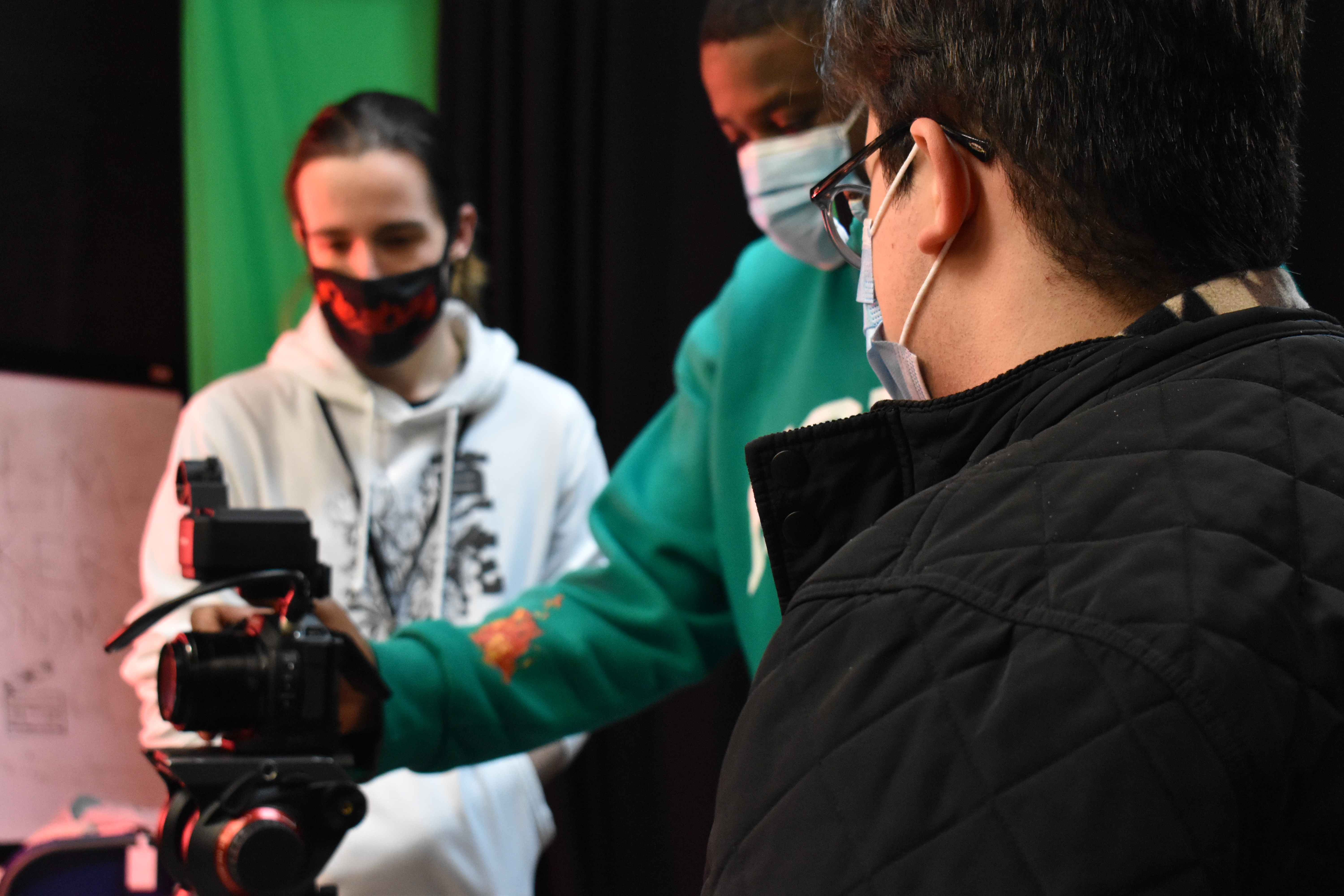 Image shows students at Solent's media taster day 