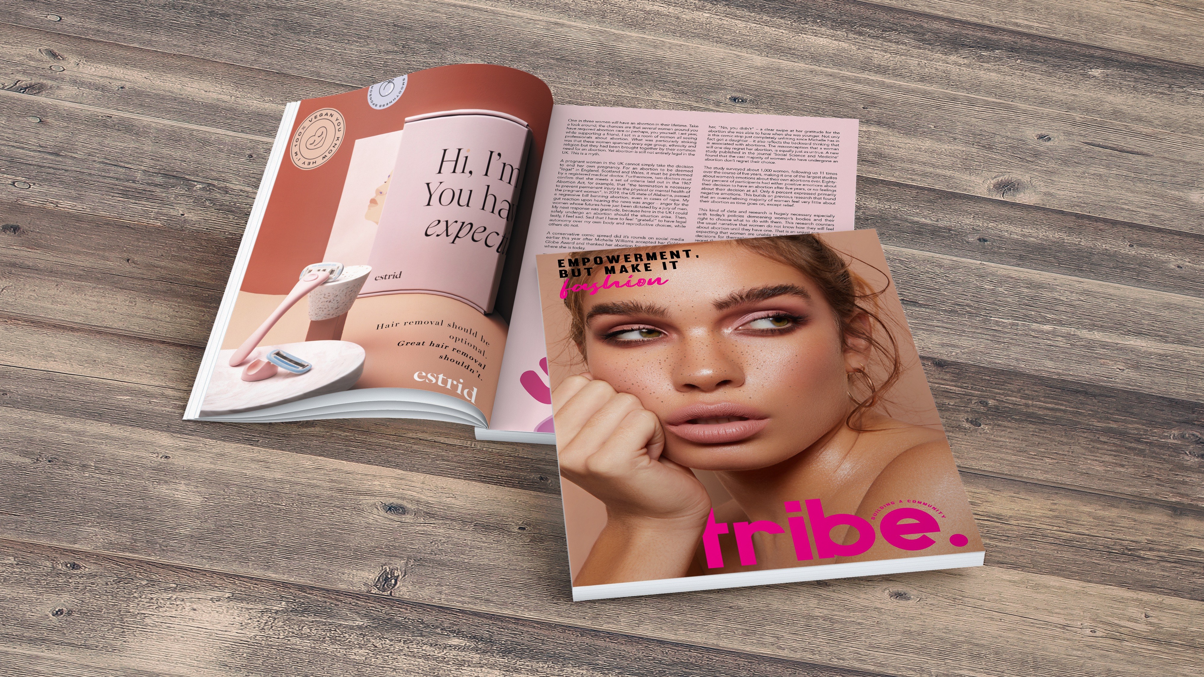 Picture showing a spread from Emily's magazine Tribe