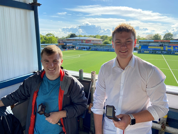 image of Mark Fennah and fellow student in the commentary box