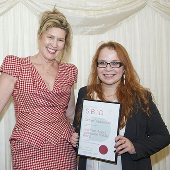 Gintare Sidaraviciute with her certificate, and with Vanessa Brady OBE