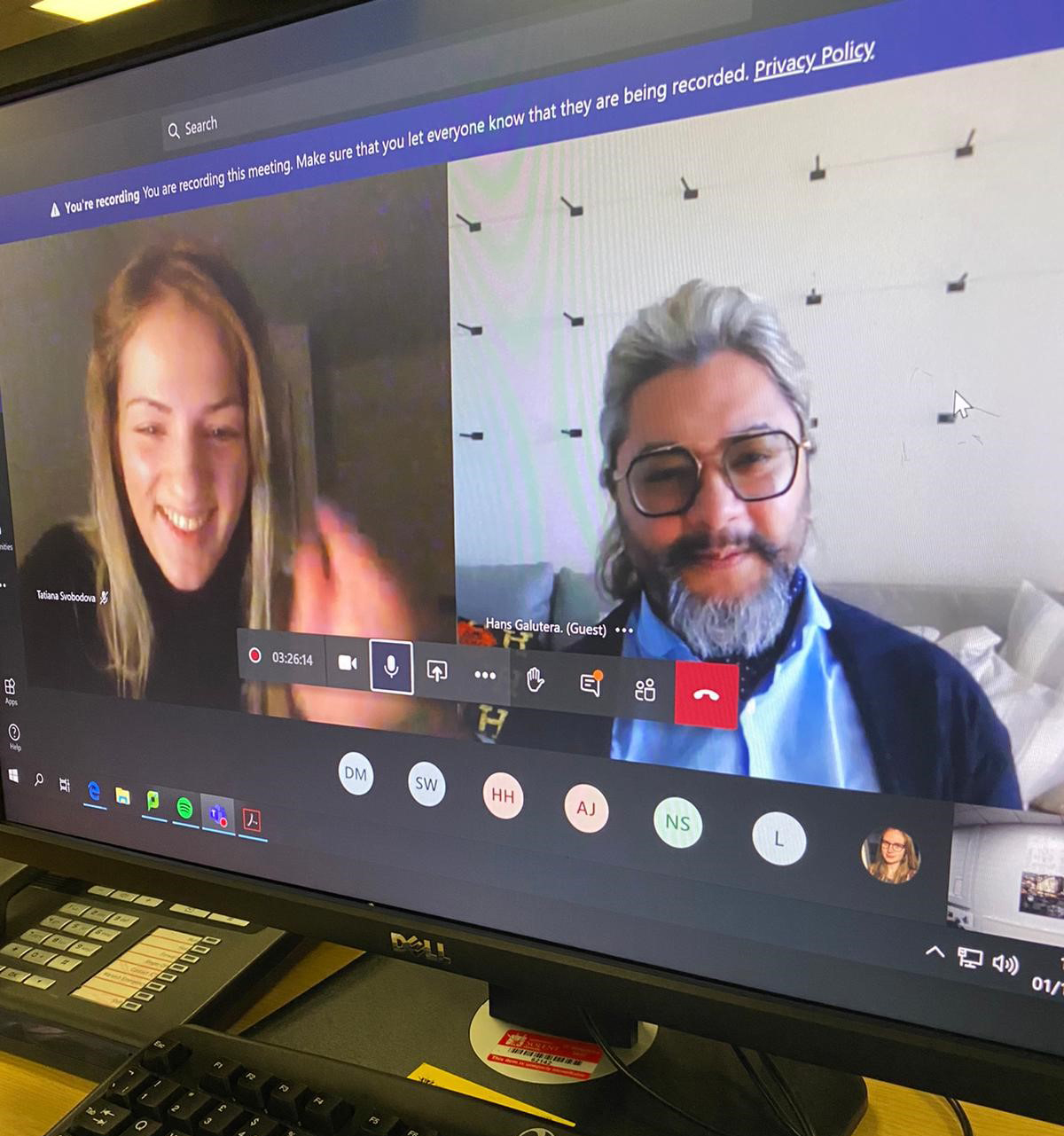 Picture shows Hans discussing a project with a Solent student