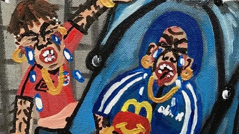 Section of Megan's art titled 'Land of milk and honey'
