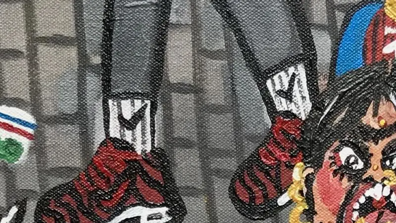 Section of Megan's art titled 'Land of milk and honey'