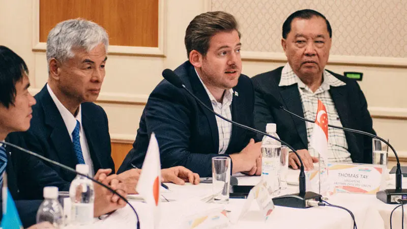 Adam Lewis with industry professionals