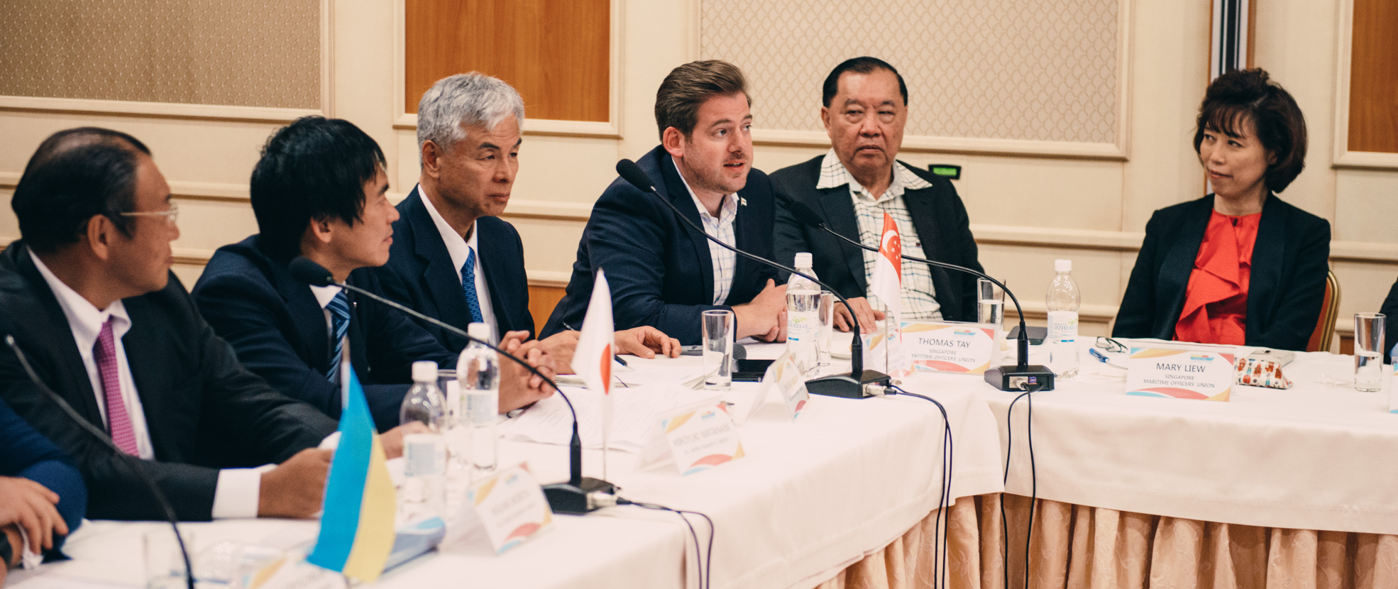 Adam Lewis at a meeting with other maritime industry professionals