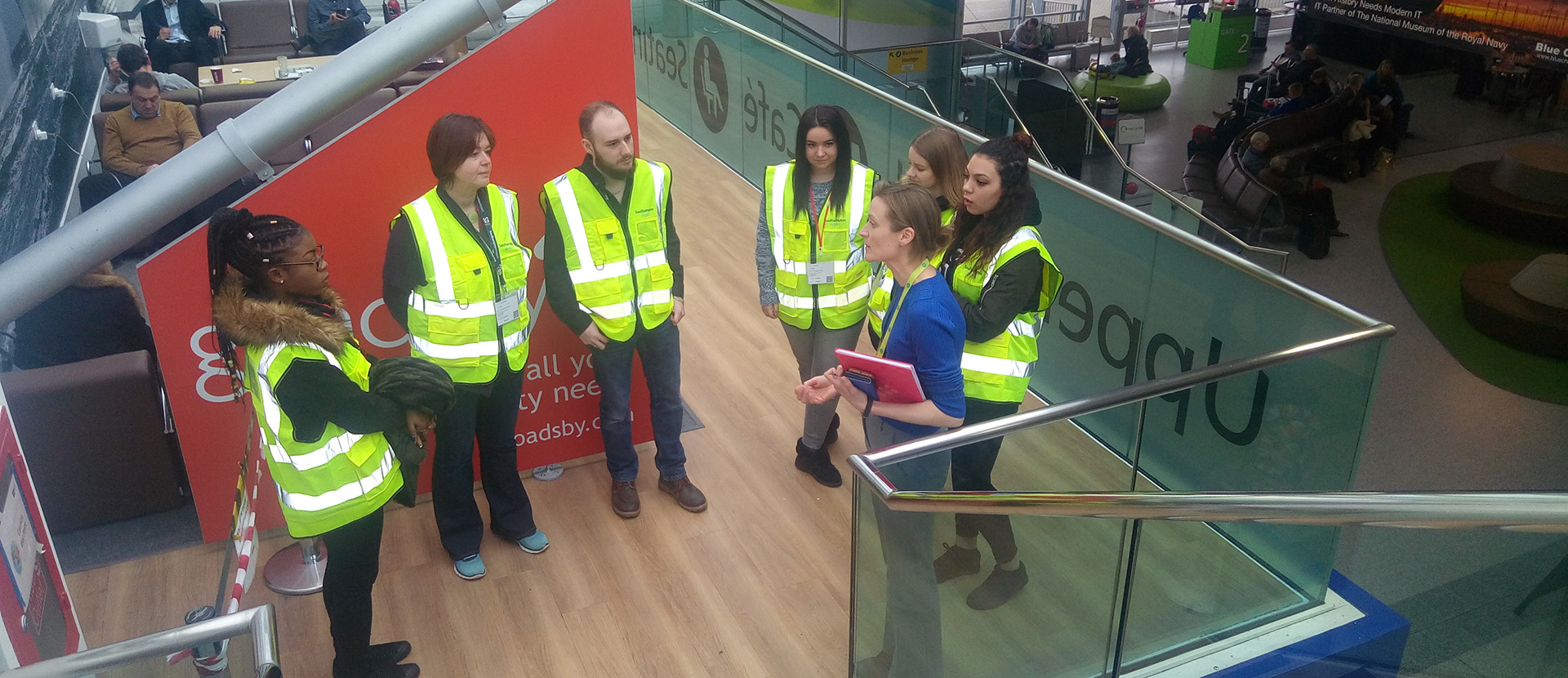 Air travel and tourism students at Southampton Airport