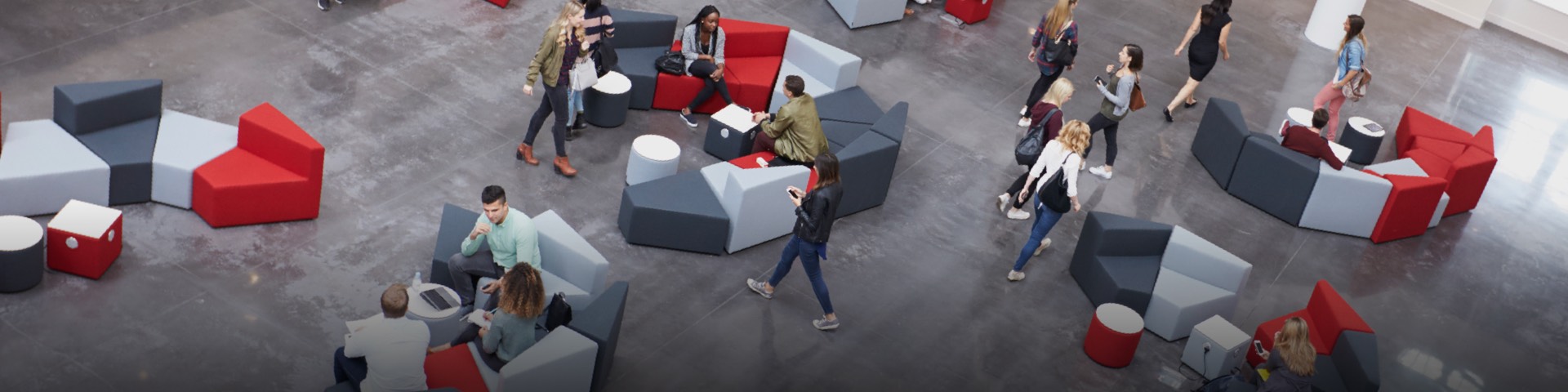 Students in The Spark Atrium