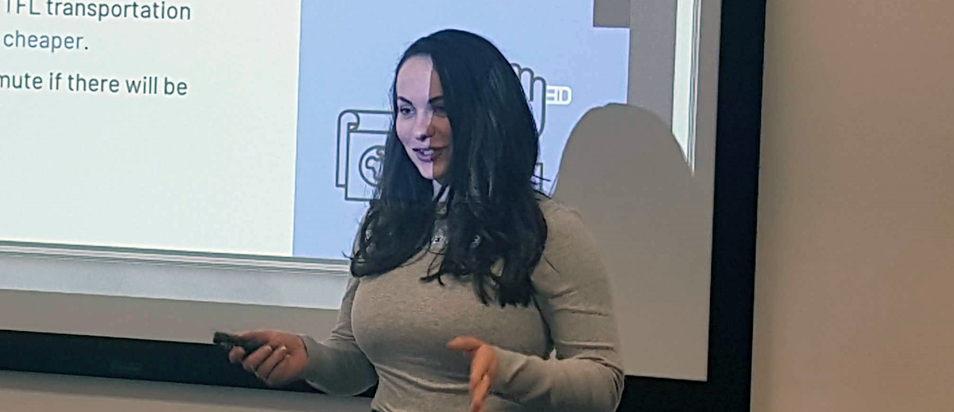 Student Denise Tineghe giving a presentation