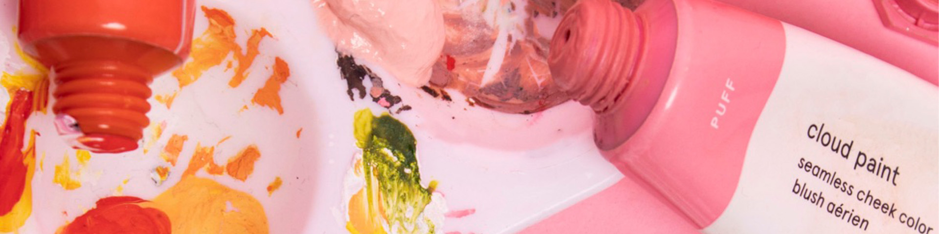 Image shows make-up blushers spread on paint pallette