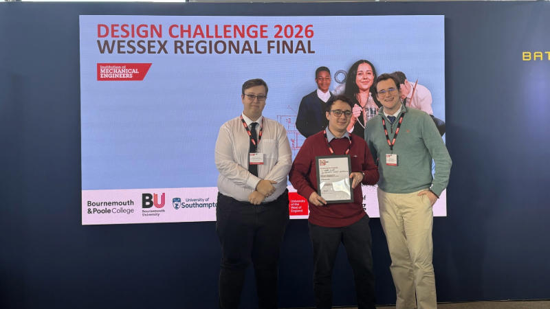 Winners holding certificate at the Design Challenge 2026 Wessex Regional Final Award