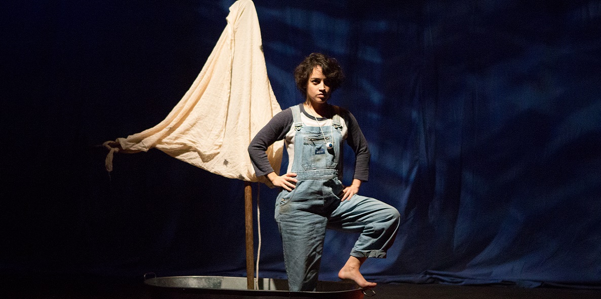 A BA (Hons) Performance student during a show