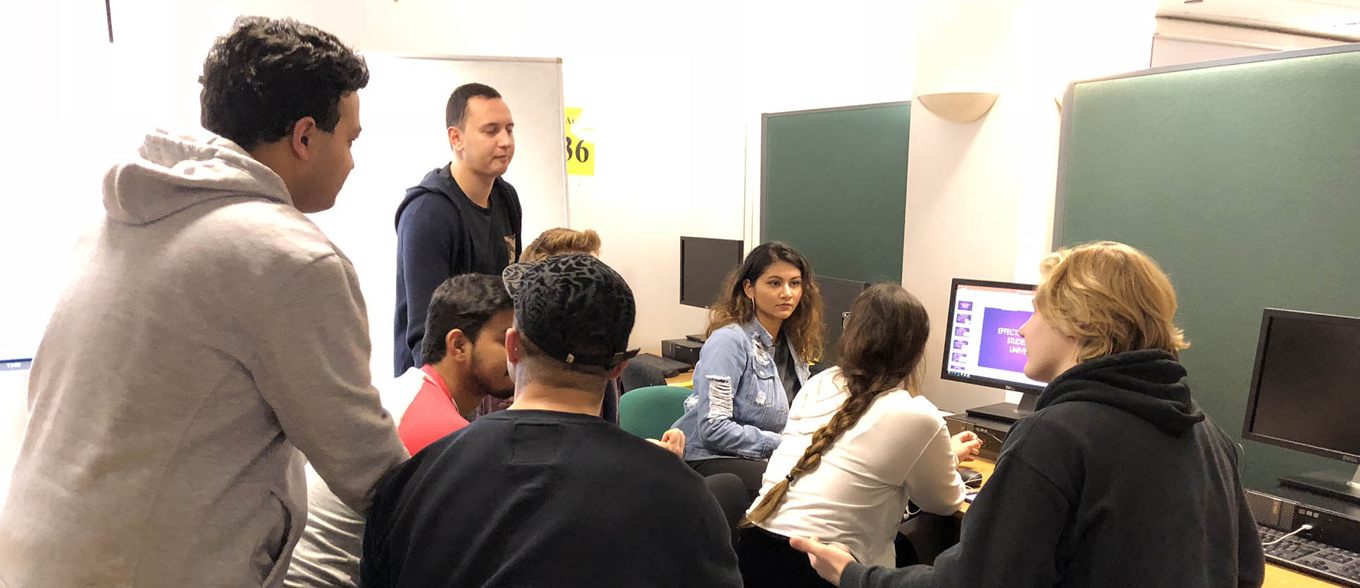 A group of students in a networking event.