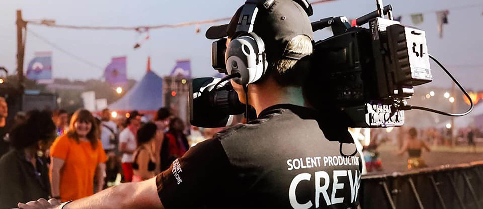 Picture of Solent student camera operator at Glastonbury