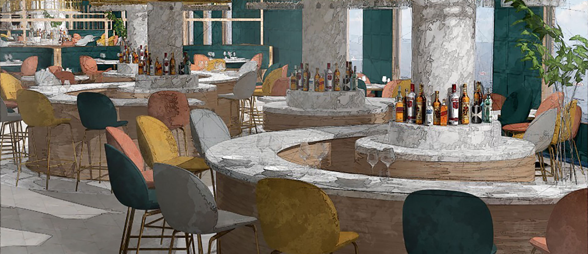 Jason Livingstone project - redesign of the Queen Mary 2 bar