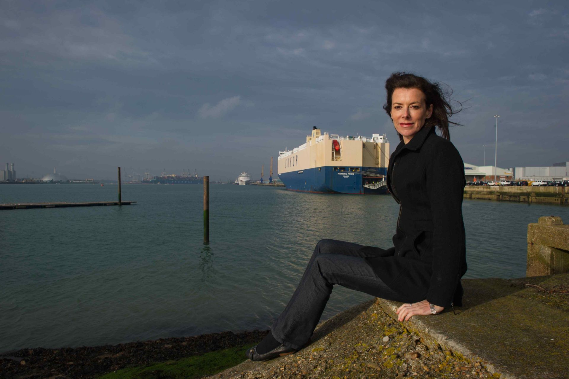 Dr Kate Pike on Southampton dockside