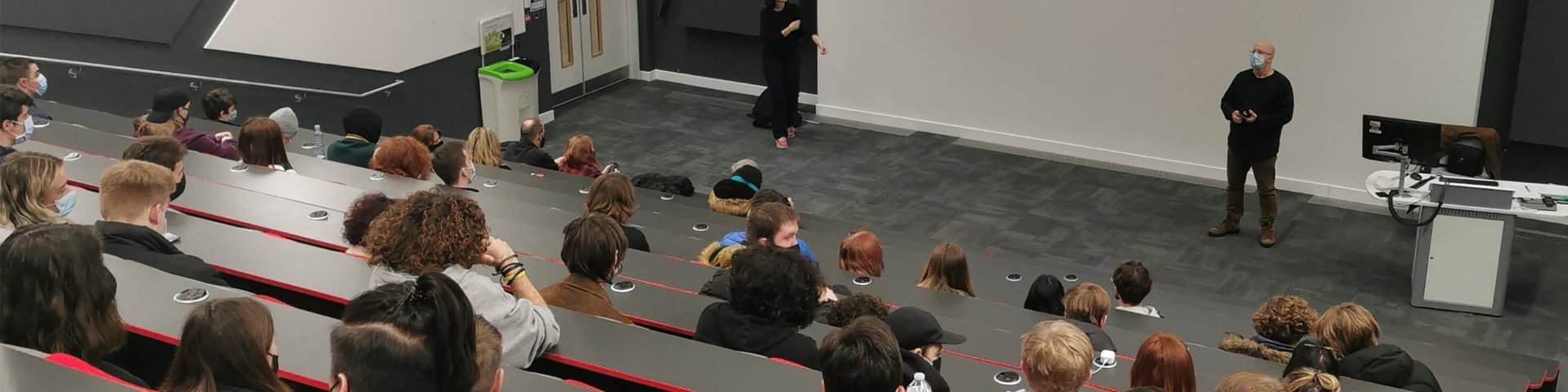 Image shows students in lecture theatre at Solent