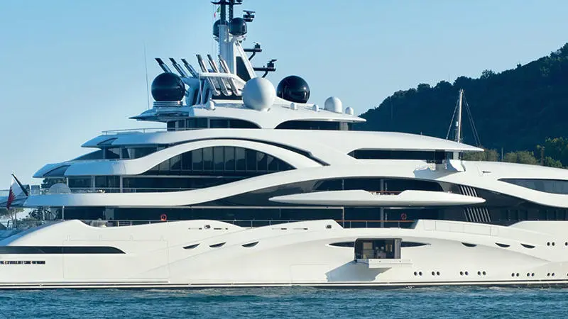 A superyacht at anchor
