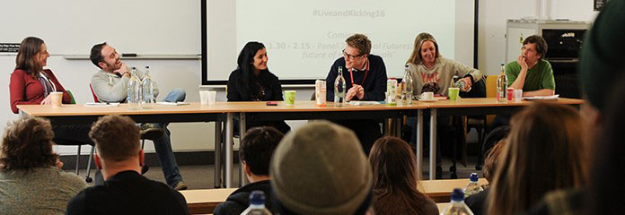 Members of the panel at the Live & Kicking event