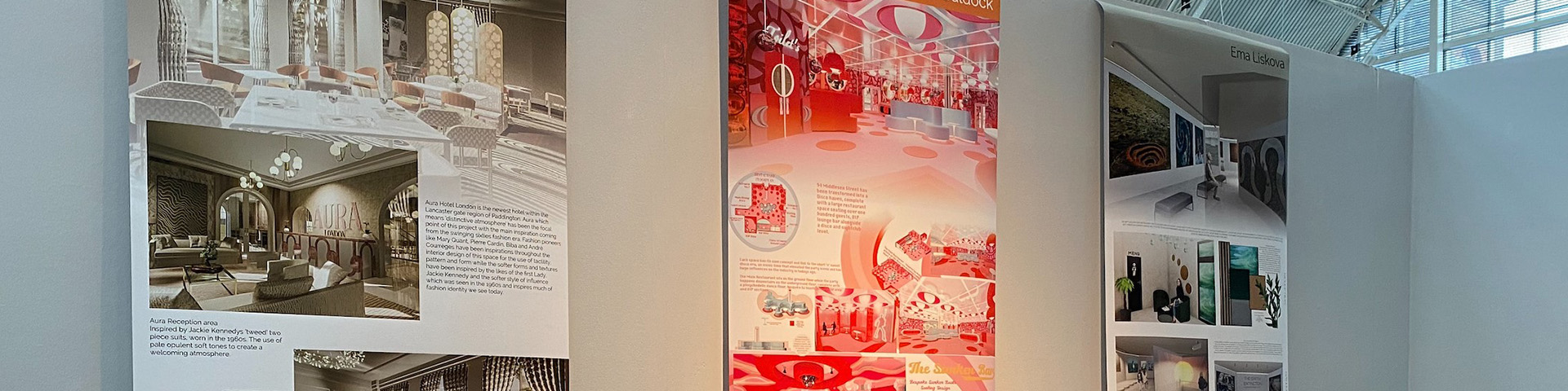 Picture shows banners at New Designers