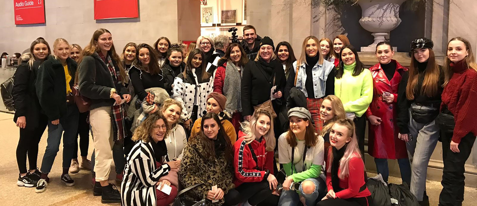 The whole group of students in the Metropolitan Museum of Art, New York