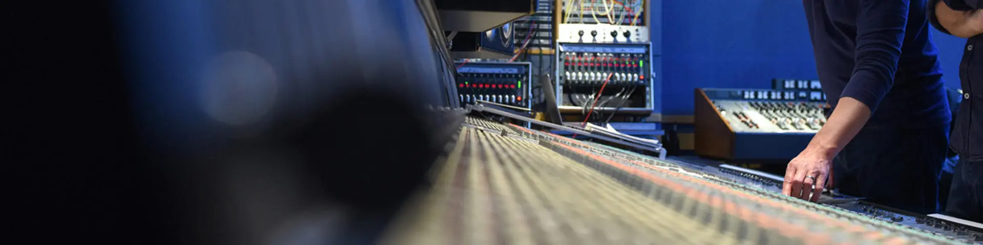 A mixing desk in a recording studio