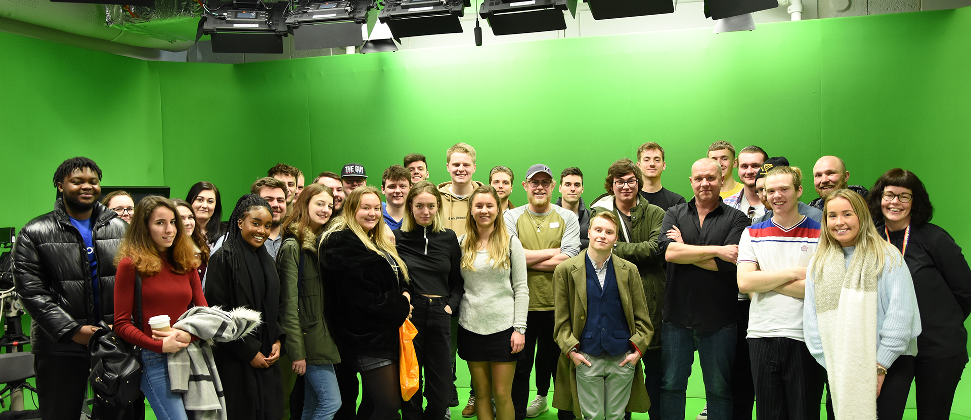 Picture of Actor Shane Attwooll and Solent University students