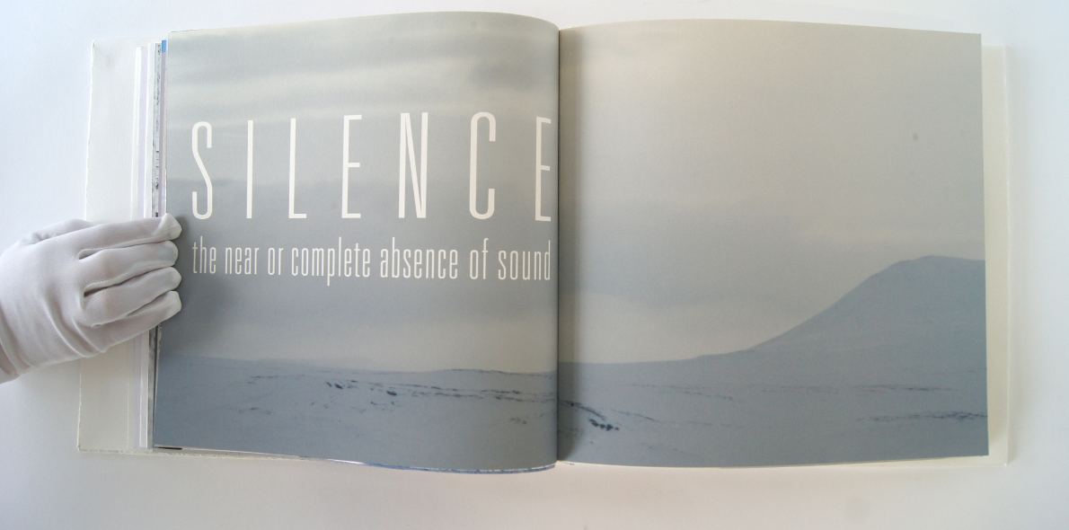 A double-page spread of 'Silence' from Josefine Liland's book, Whiteness