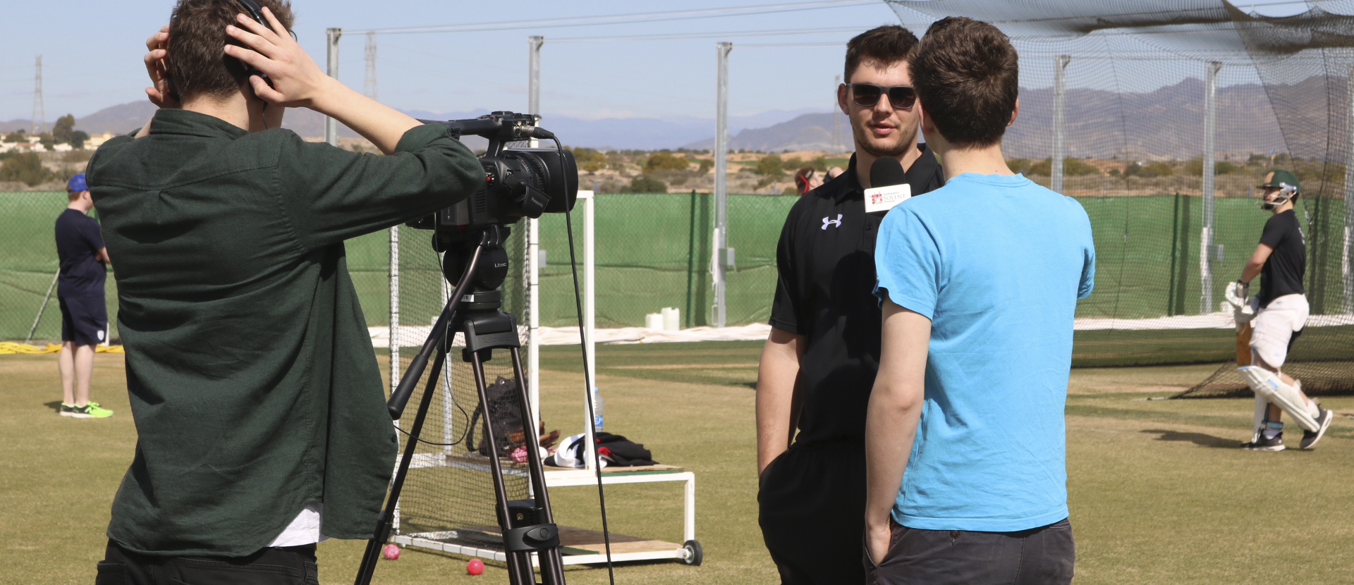 Sports Broadcast Journalism at a cricket ground
