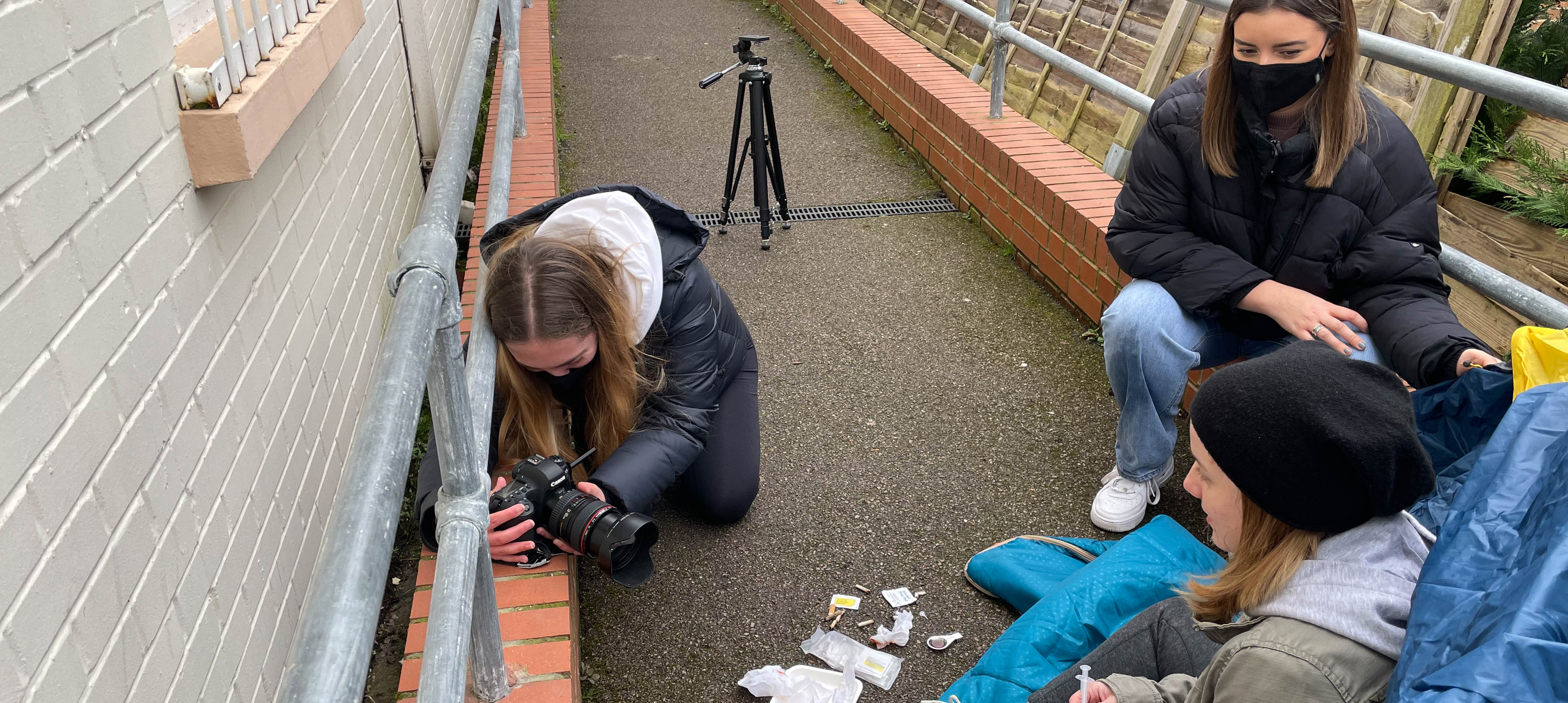 Picture shows filming of one of the Street Support videos