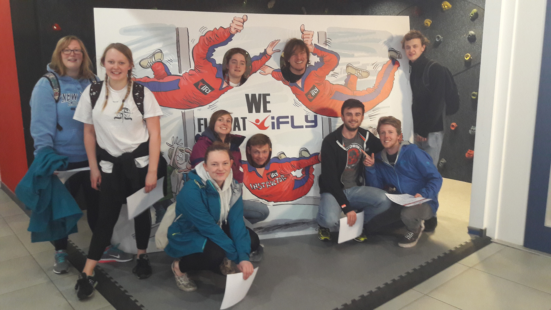 Solent students at the indoor skydiving facility