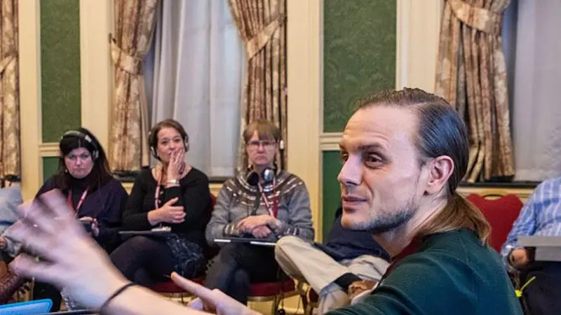 Picture of Matt Bromley presenting his project