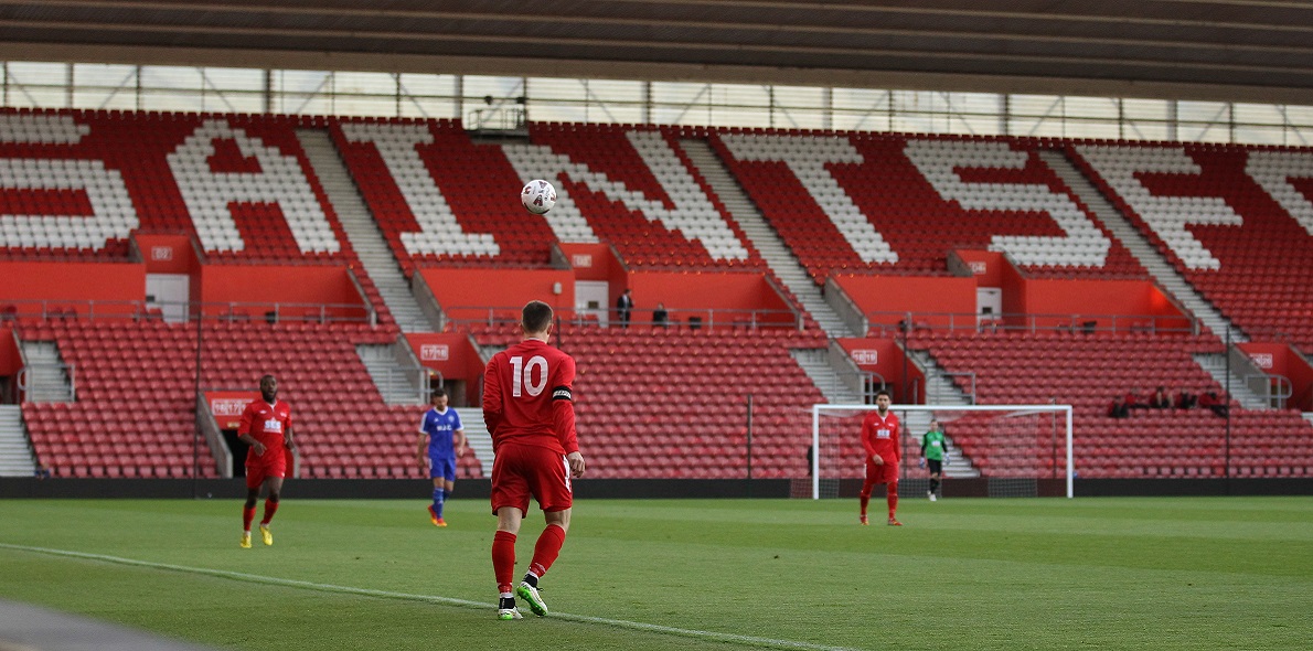 Team Solent FC on the pitch at St Mary's stadium