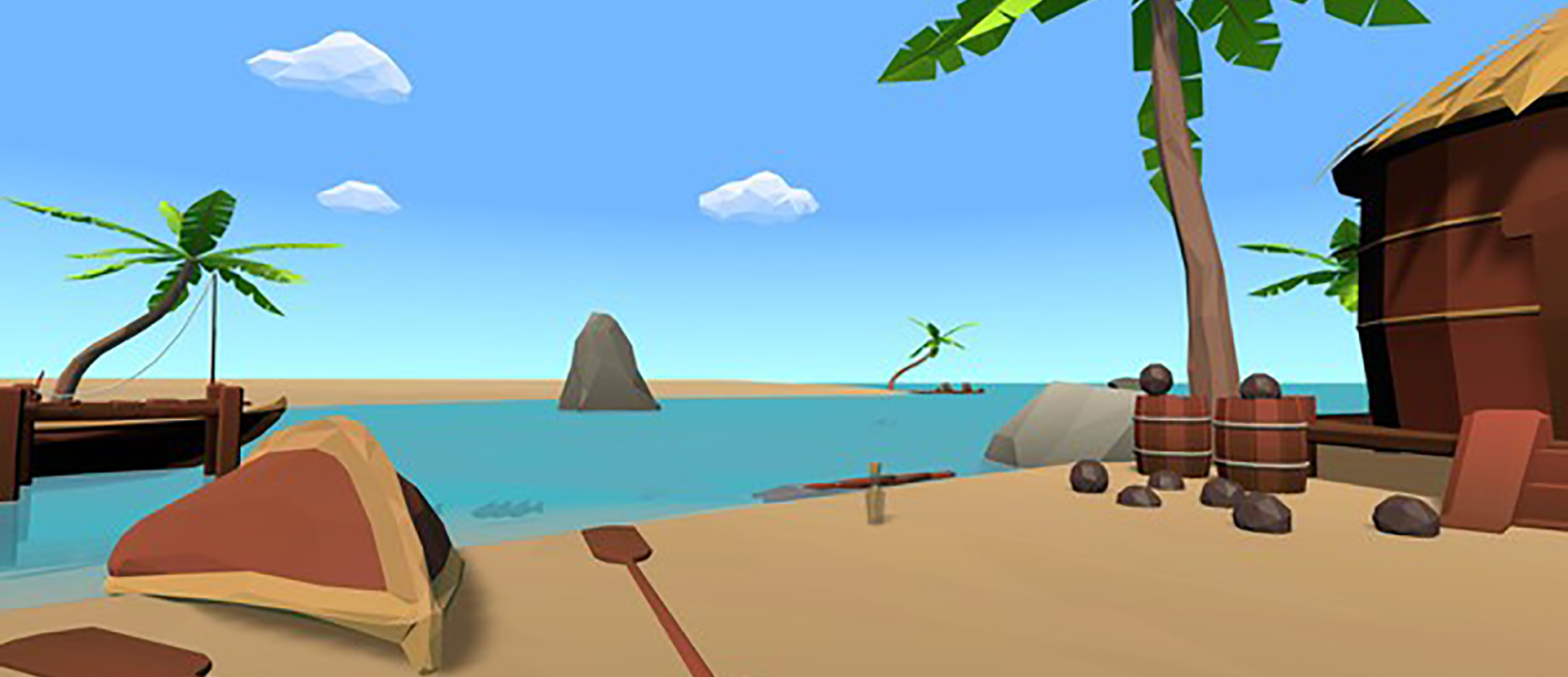 Picture of 'These lands' game showing a scene from the game - desert island scene