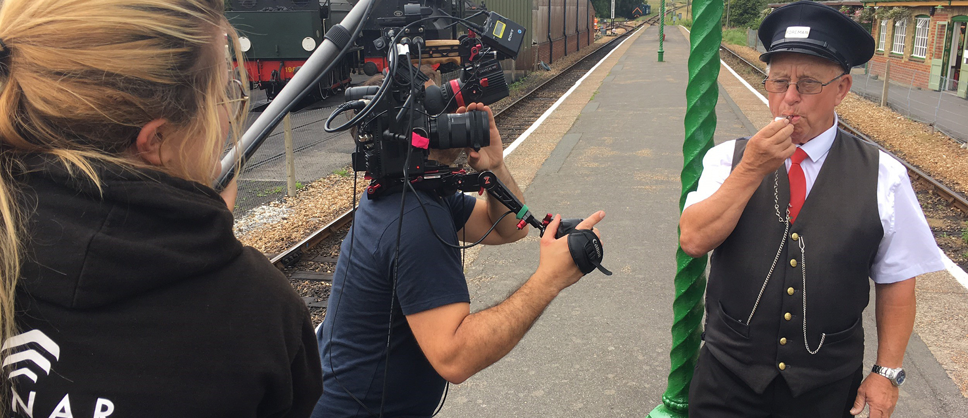Picture of students filming the tinnitus documentary for BBC