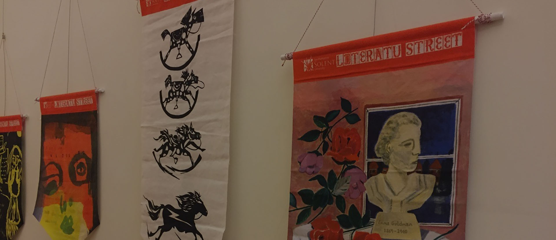 Some of the students' work on display at Vilnius University