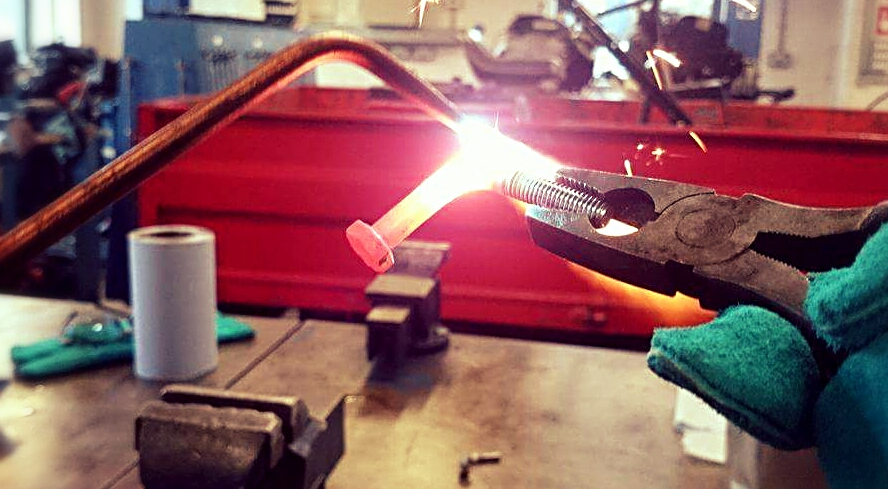 Welding two bolts together