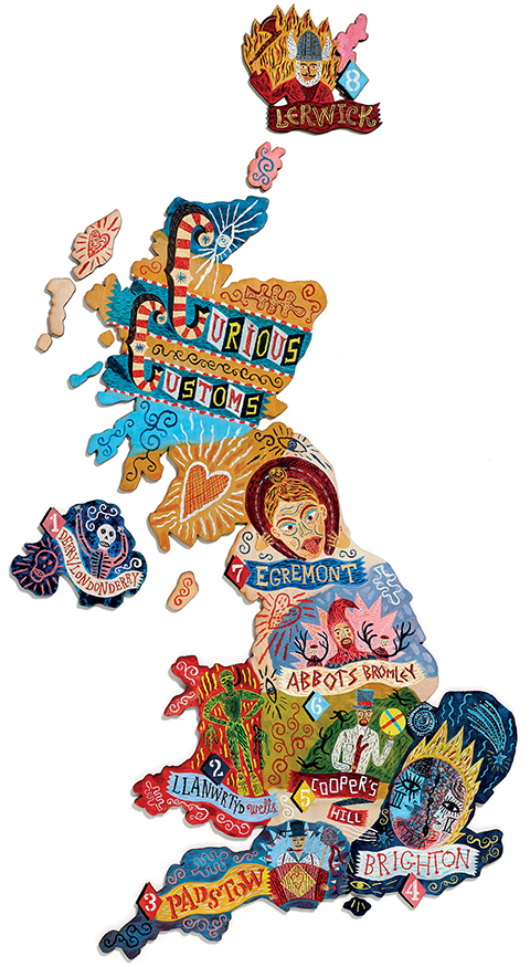 Map of folk customs, artwork by Jonny Hannah