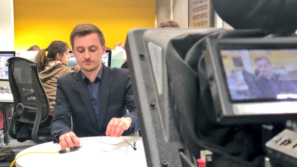 Josh Stokes presenting a news segment in our Solent newsroom