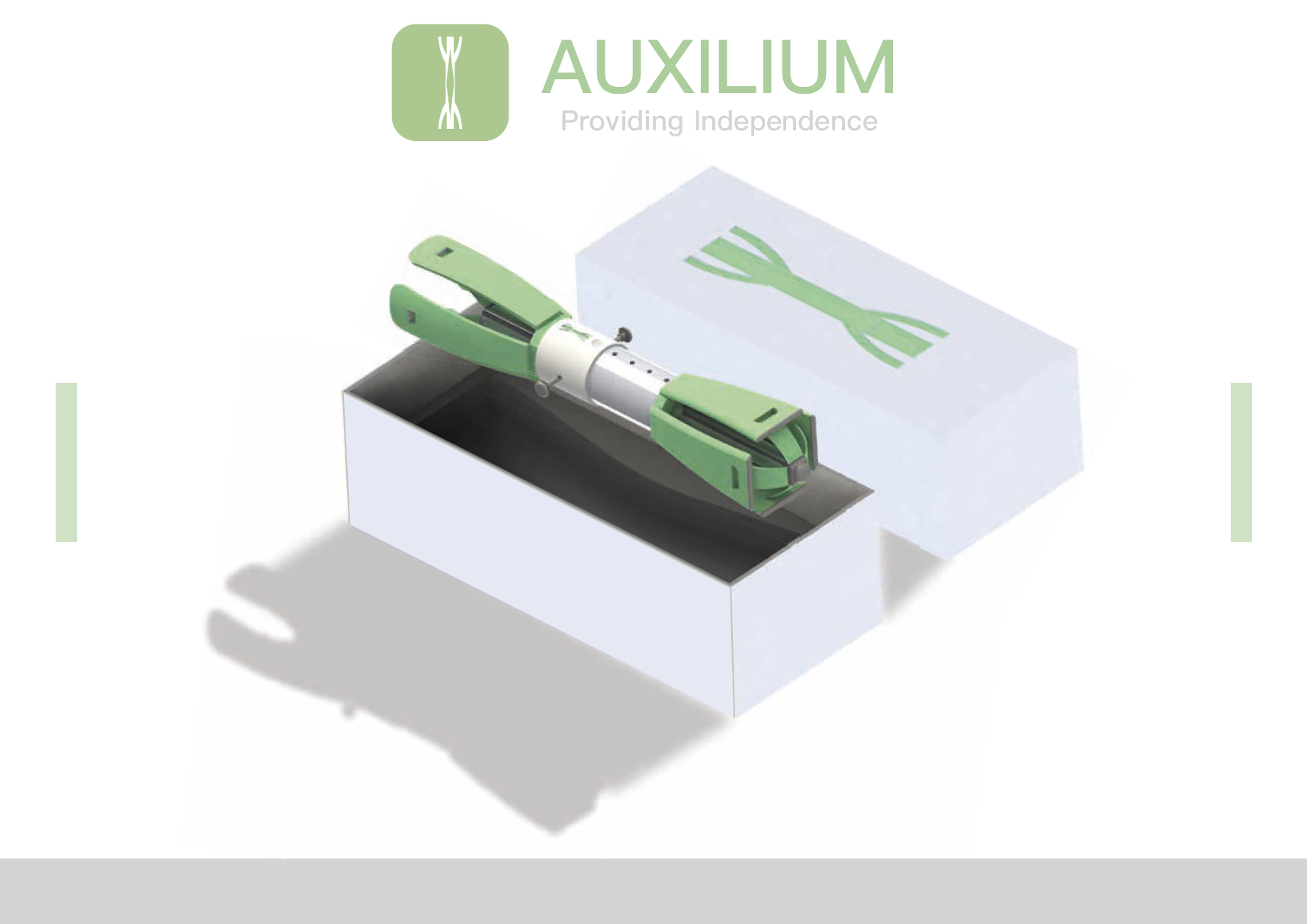 Picture of Lewis' Auxilium design showing prosthetic in packaging