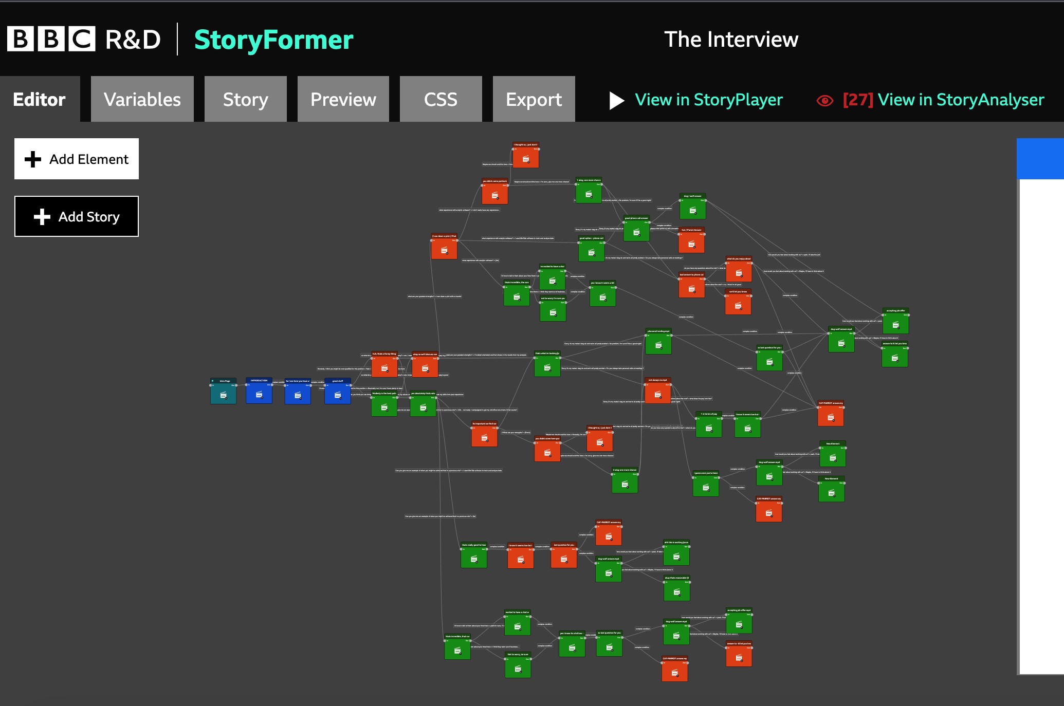 Image shows interactive storyformer