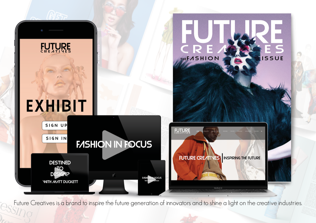 Picture of megan's work in various formats, picture shows iPad, iPhone, magazine and web 