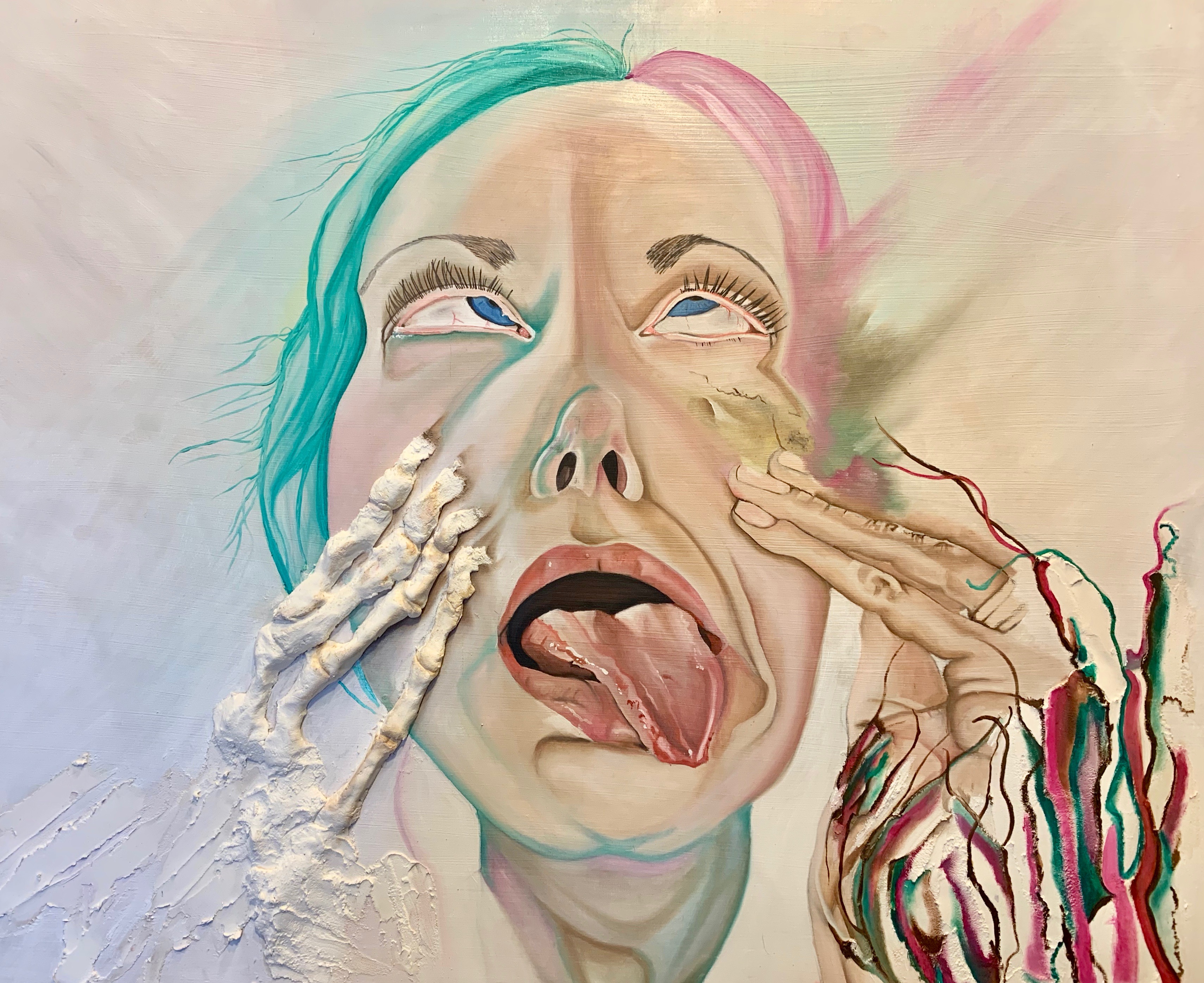 Image shows final major project by Michele, titled 'mortality'