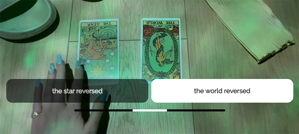 image of text on the screen for the viewer to make a story choice
